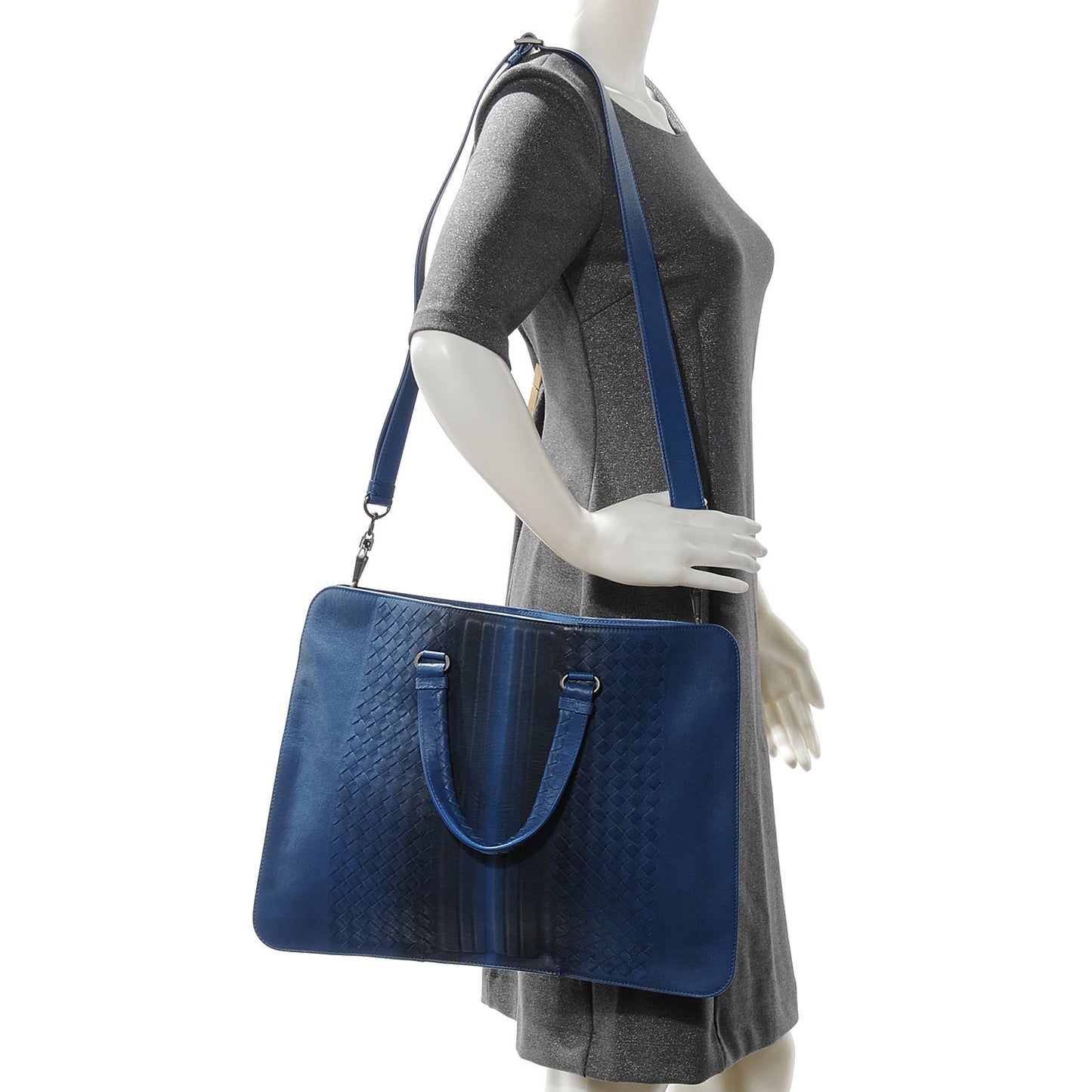 Nappa Intrecciato Ombre Briefcase Blue