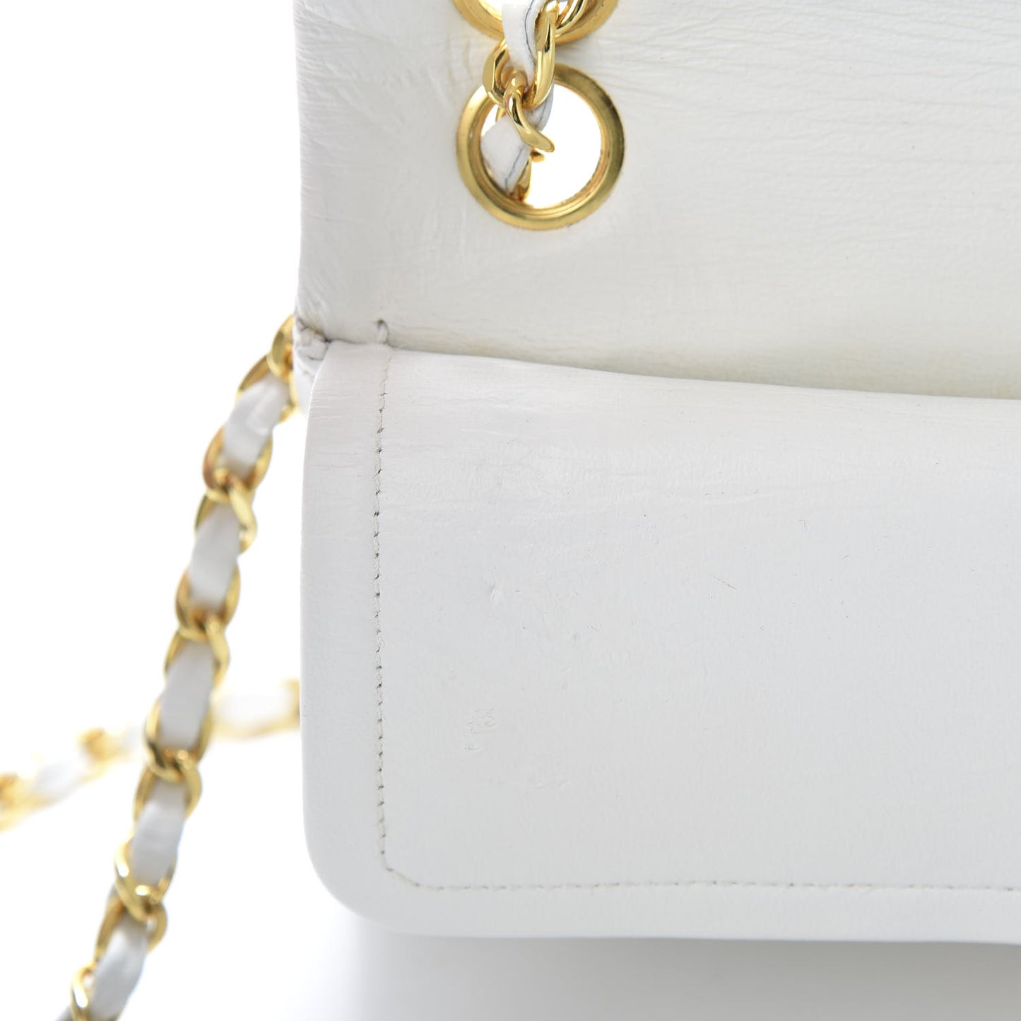 Lambskin Quilted Small Double Flap White