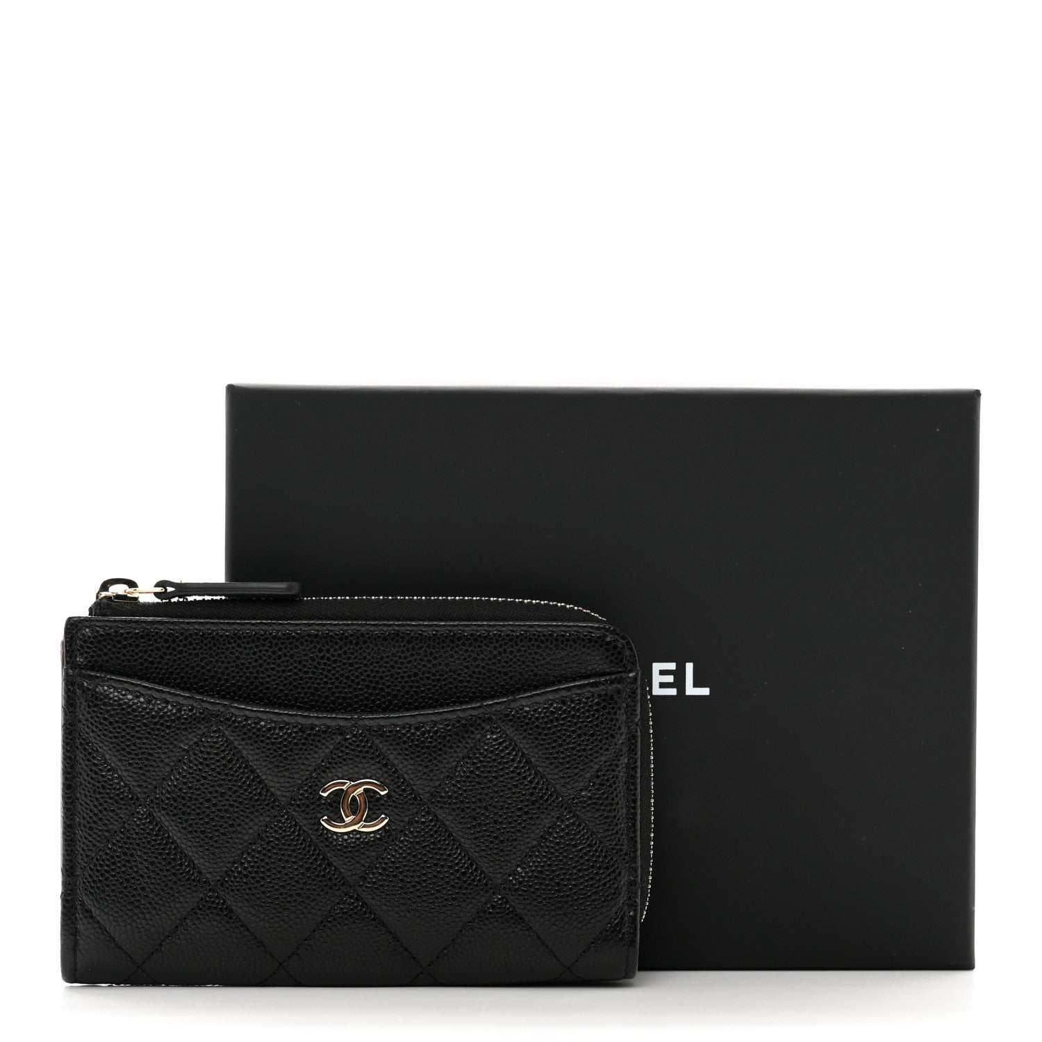 Chanel Caviar Quilted CC Zip Around Card Holder Black 8 of 8