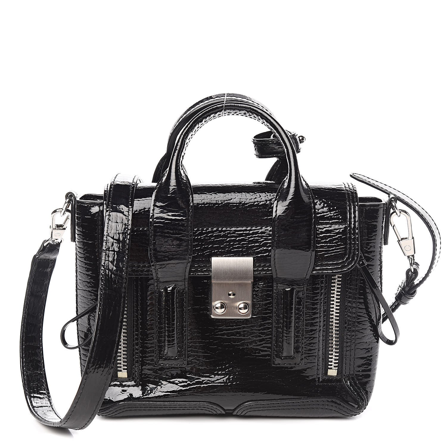 3.1 Phillip Lim 3.1 Textured Patent Mini Pashli Satchel Black 1 of 10