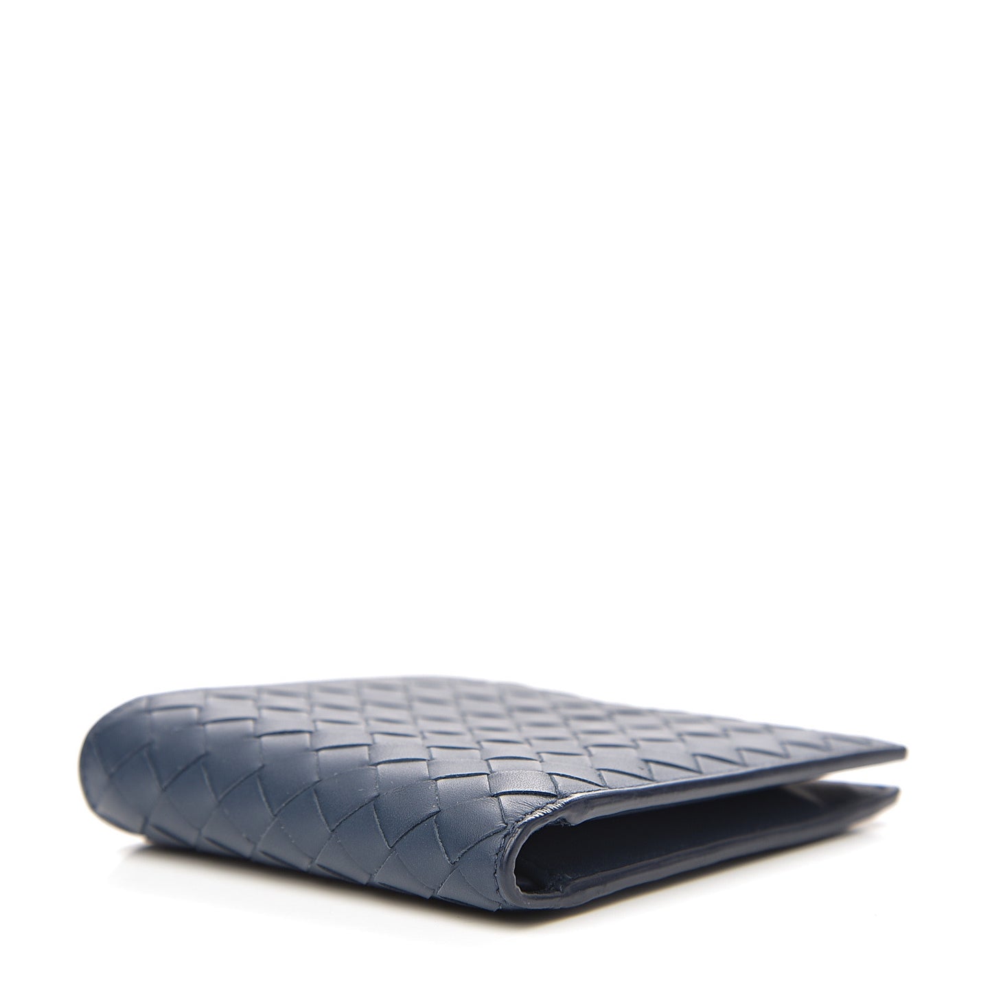 Calfskin Intrecciato Bi-Fold Wallet Dark Denim