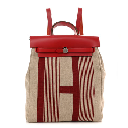 Hermes Vache Hunter Toile H Vibration Herbag a Dos Retourne Backpack Bordeaux Ficelle Rouge Piment 3 of 13