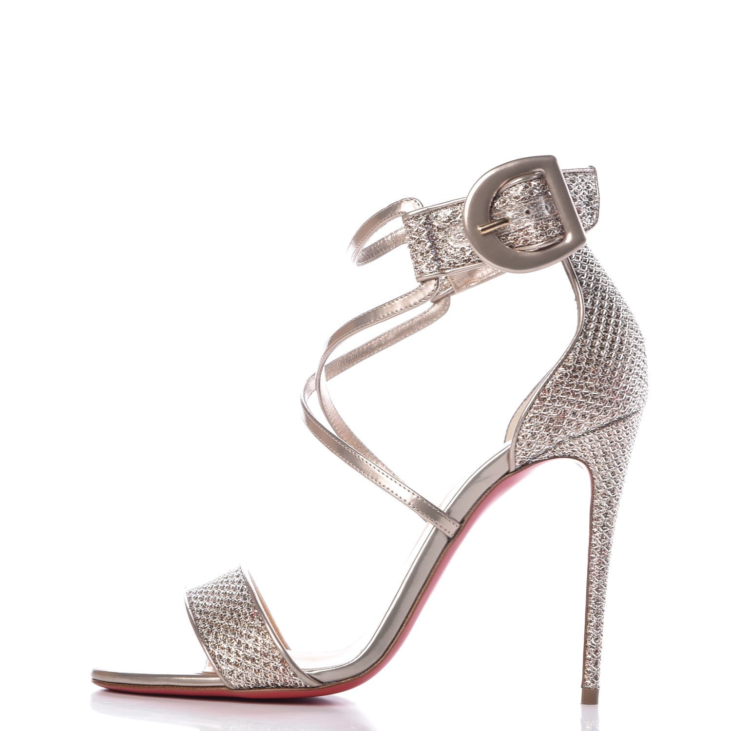 Christian Louboutin Glitter Mesh Choca 100 Sandals 37 Colombe 1 of 9