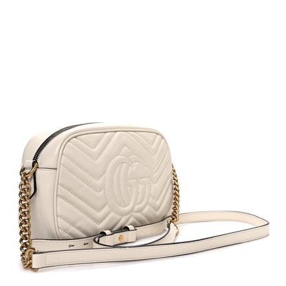 Gucci Calfskin Matelasse Small GG Marmont Chain Shoulder Bag White 3 of 12