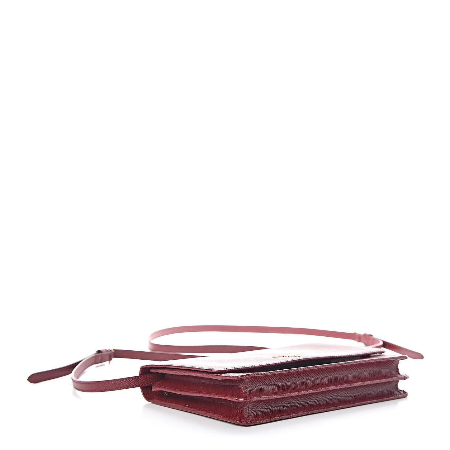 Saffiano Metal Flap Wallet with Strap Cherry