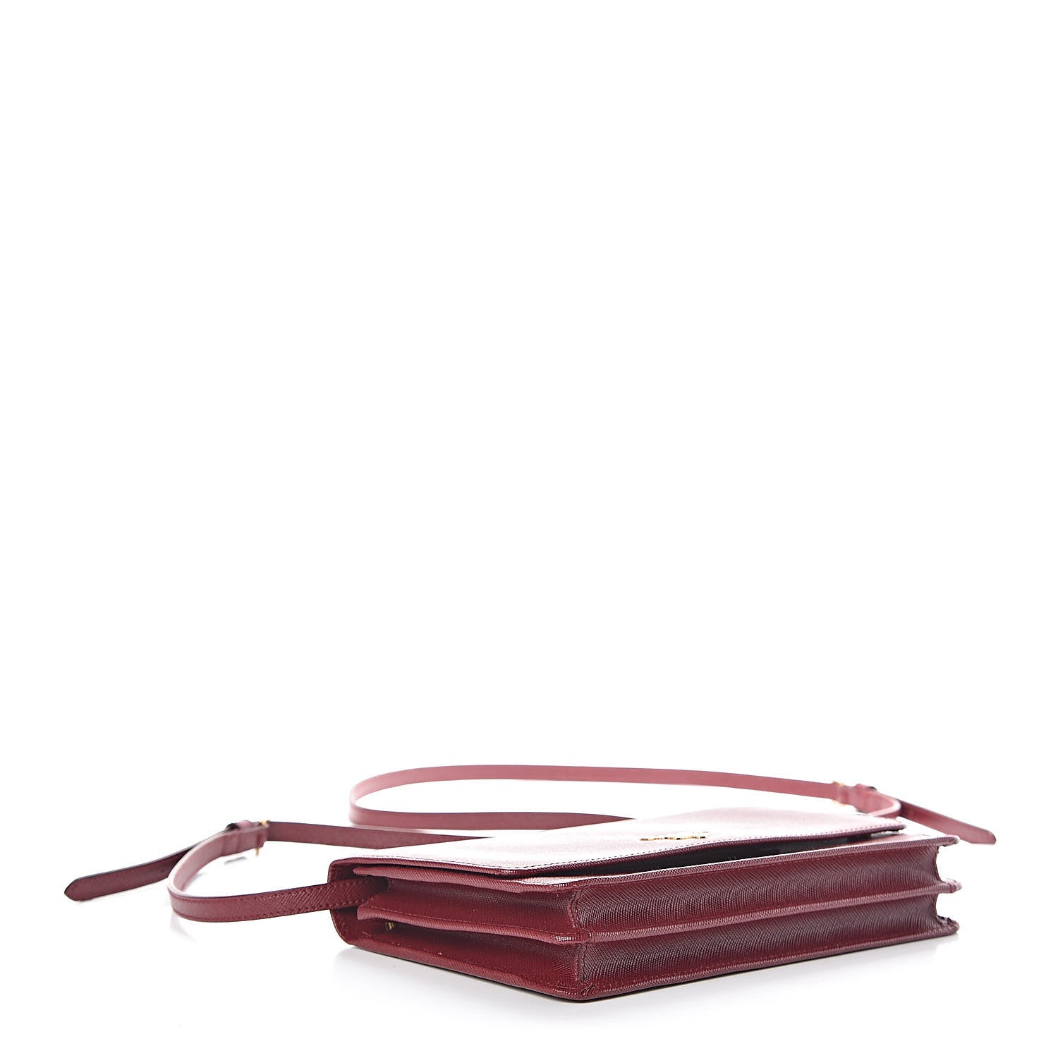 Prada Saffiano Metal Flap Wallet with Strap Cherry 4 of 9