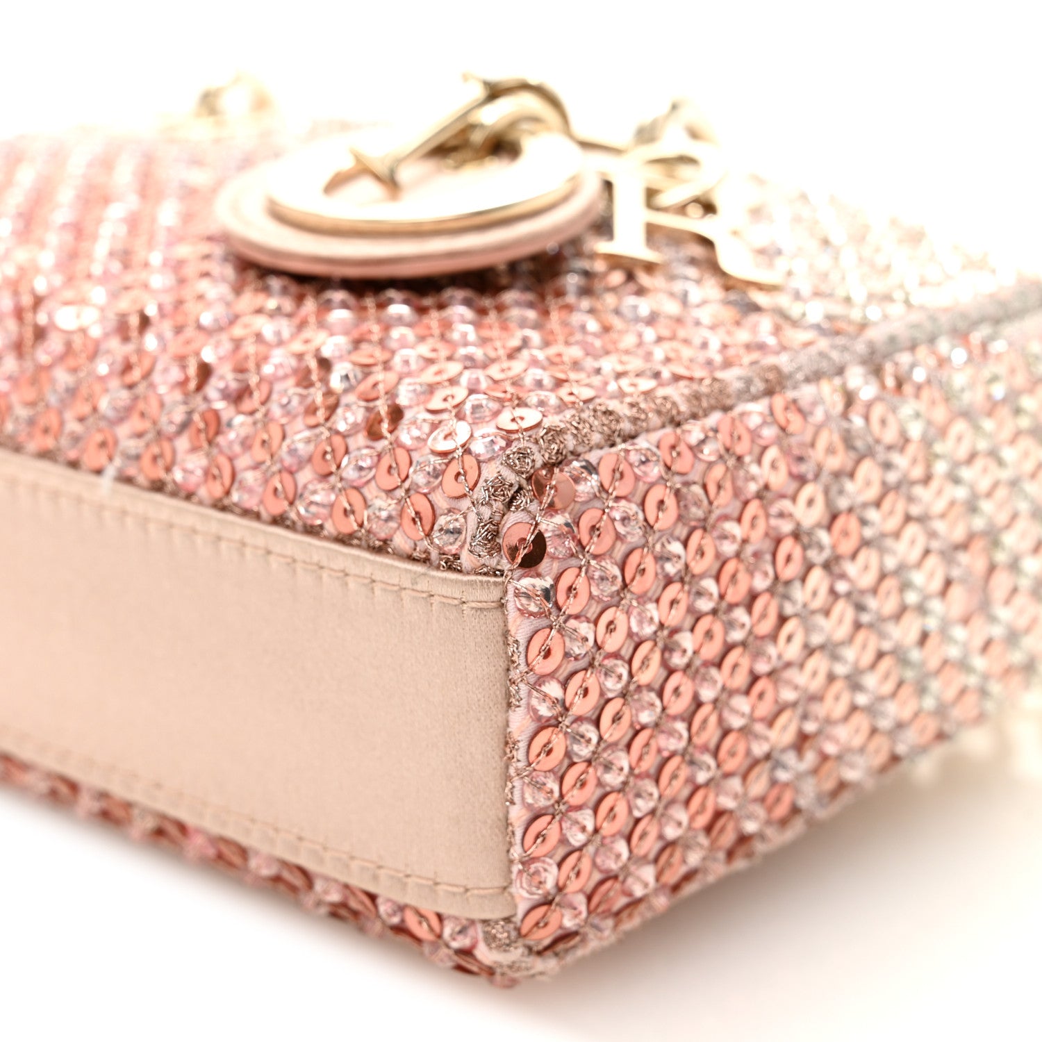 Christian Dior Satin Crystal Sequins Embroidered Micro Lady D-Joy Pink 10 of 10