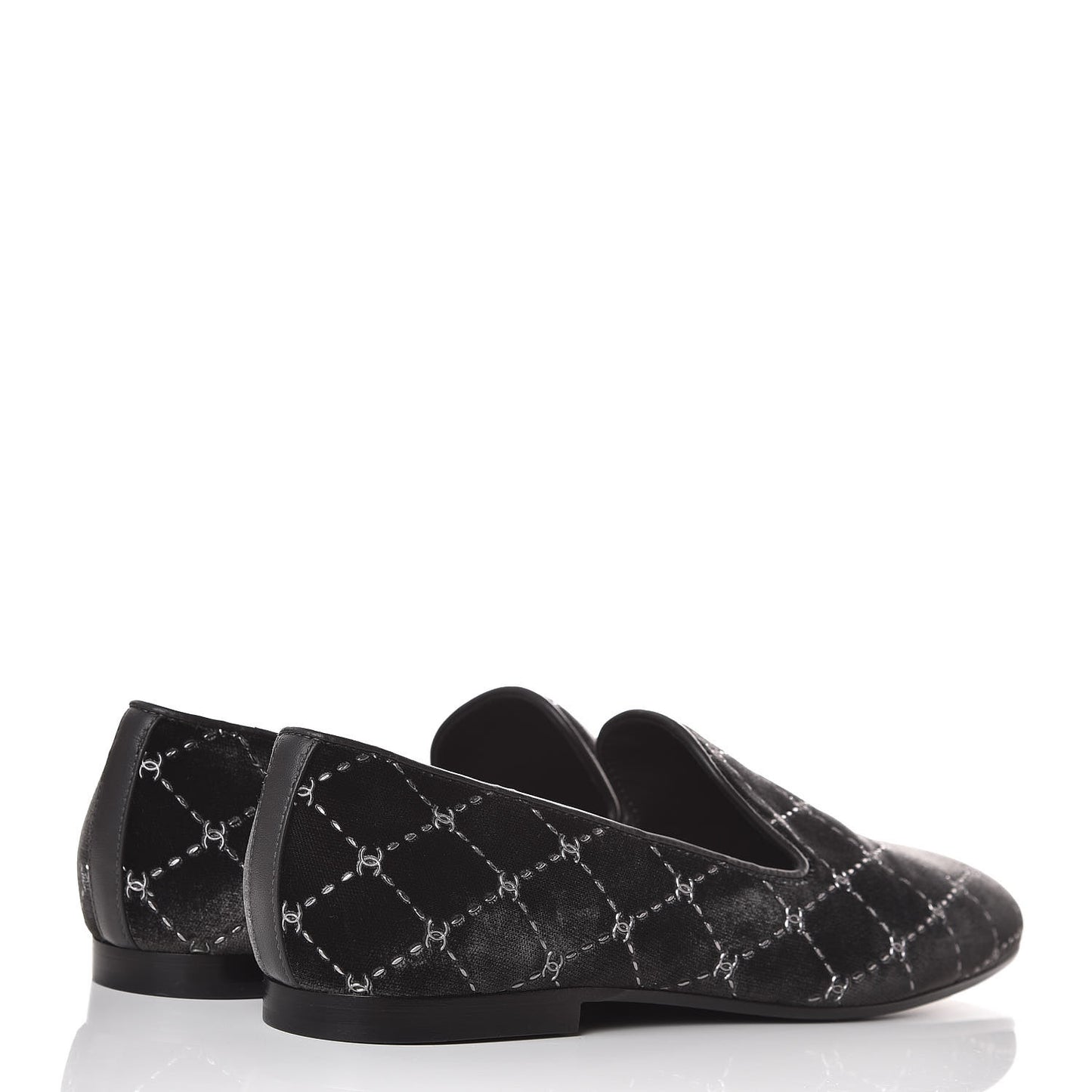 Velvet Moccasin Loafers 37 Grey