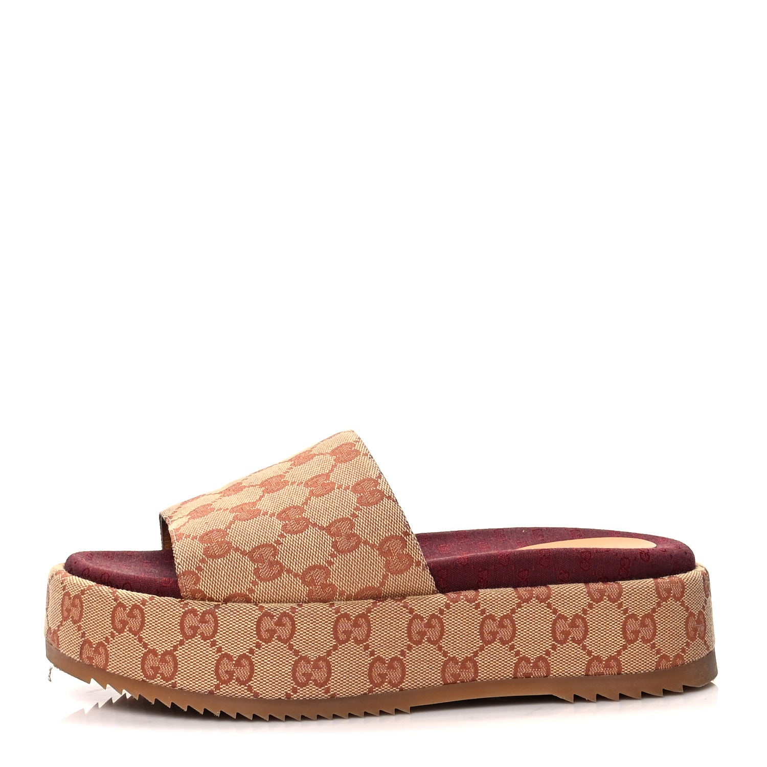 Gucci Canvas GG Monogram Angelina Platform Slide Sandals 40 Beige Ruggine 1 of 8