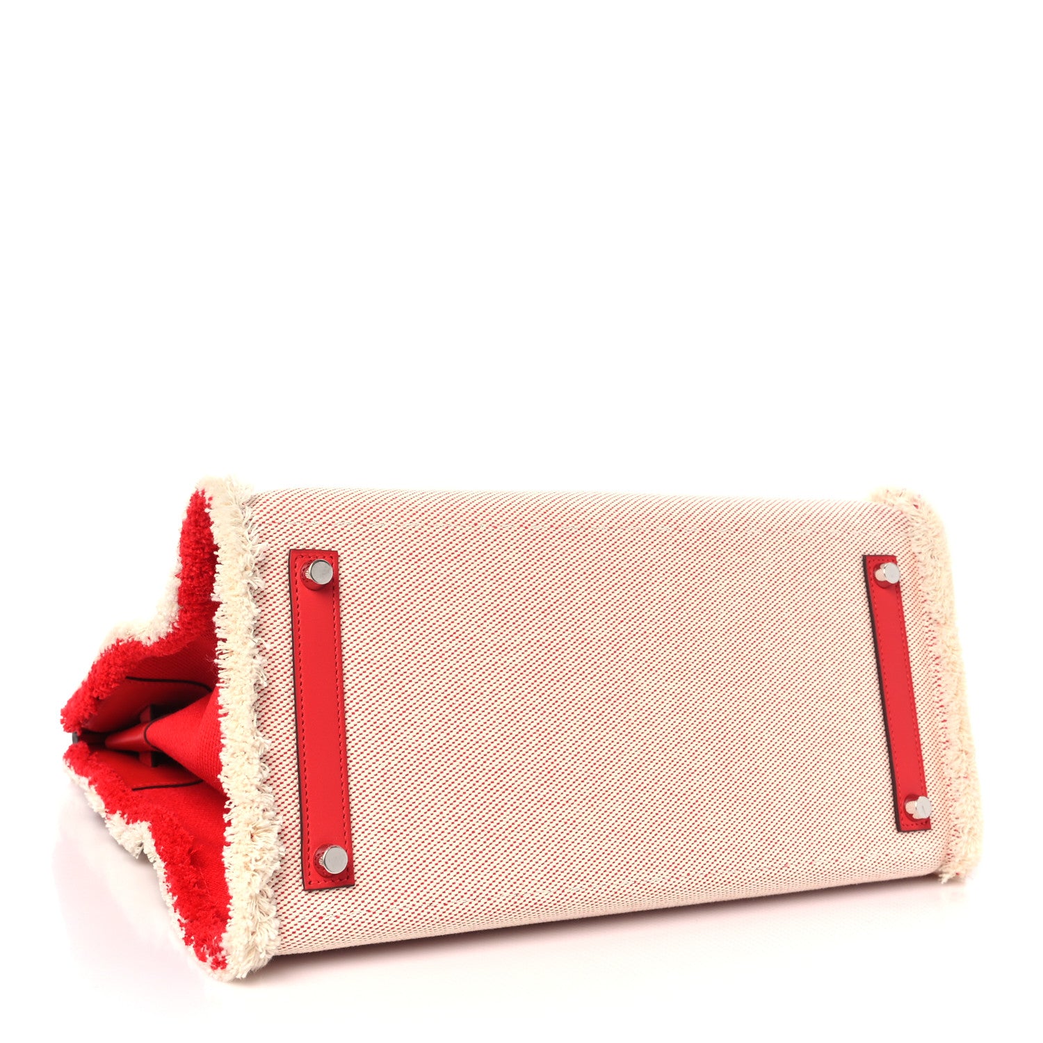 Hermes Swift Twill H Fray Fray Birkin 35 Rouge de Coeur Ecru 4 of 11