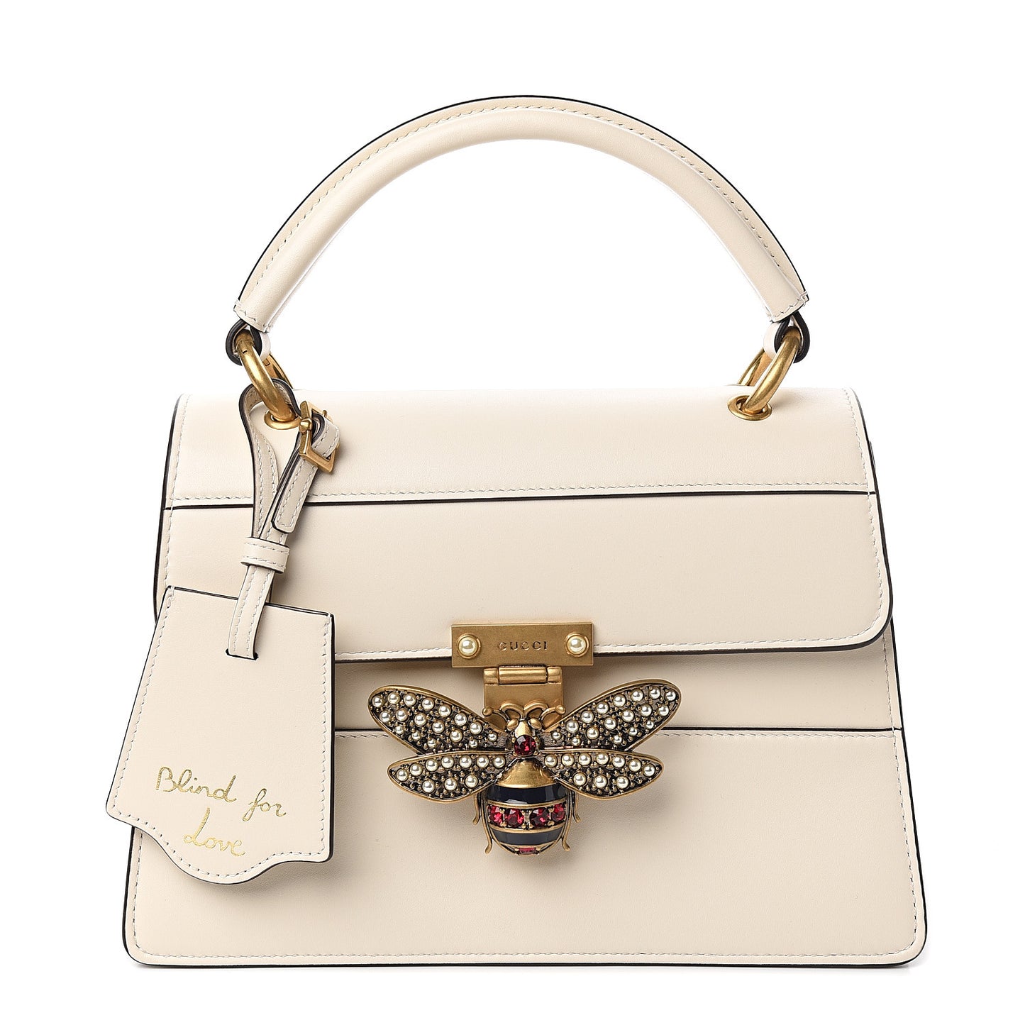 Calfskin Small Queen Margaret Top Handle Bag Mystic White