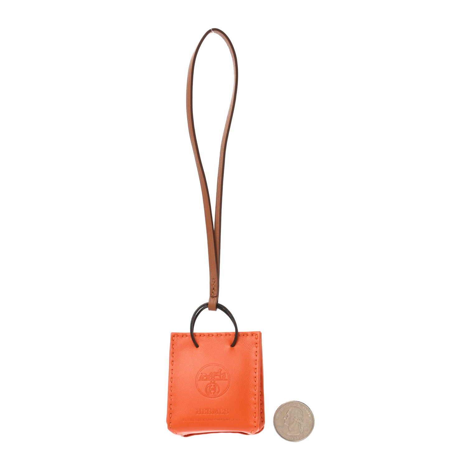 Hermes Milo Lambskin Swift Shopping Bag Charm Feu Gold 2 of 5