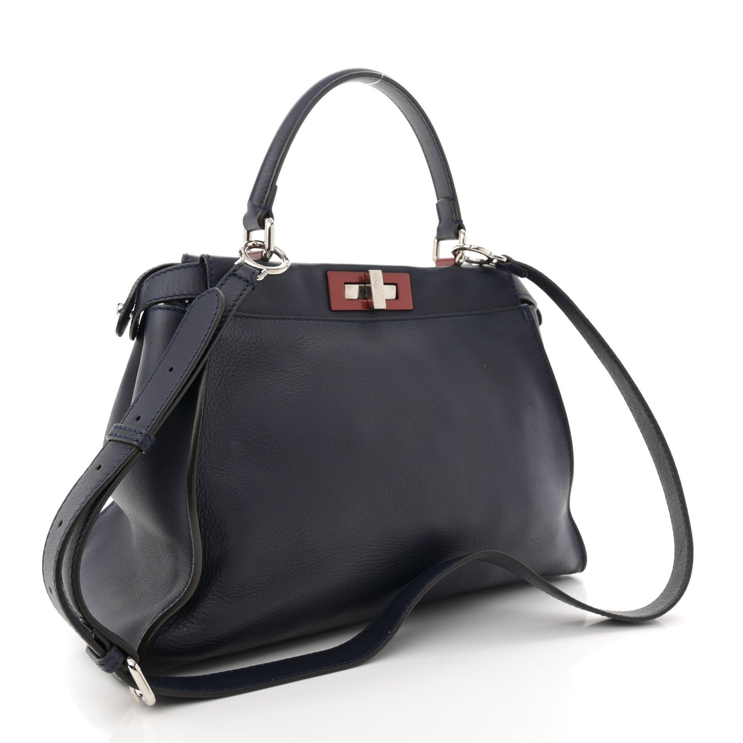 Vitello Seta Shiny Nappa Medium Peekaboo Iconic Satchel Blue Notte Ardesia