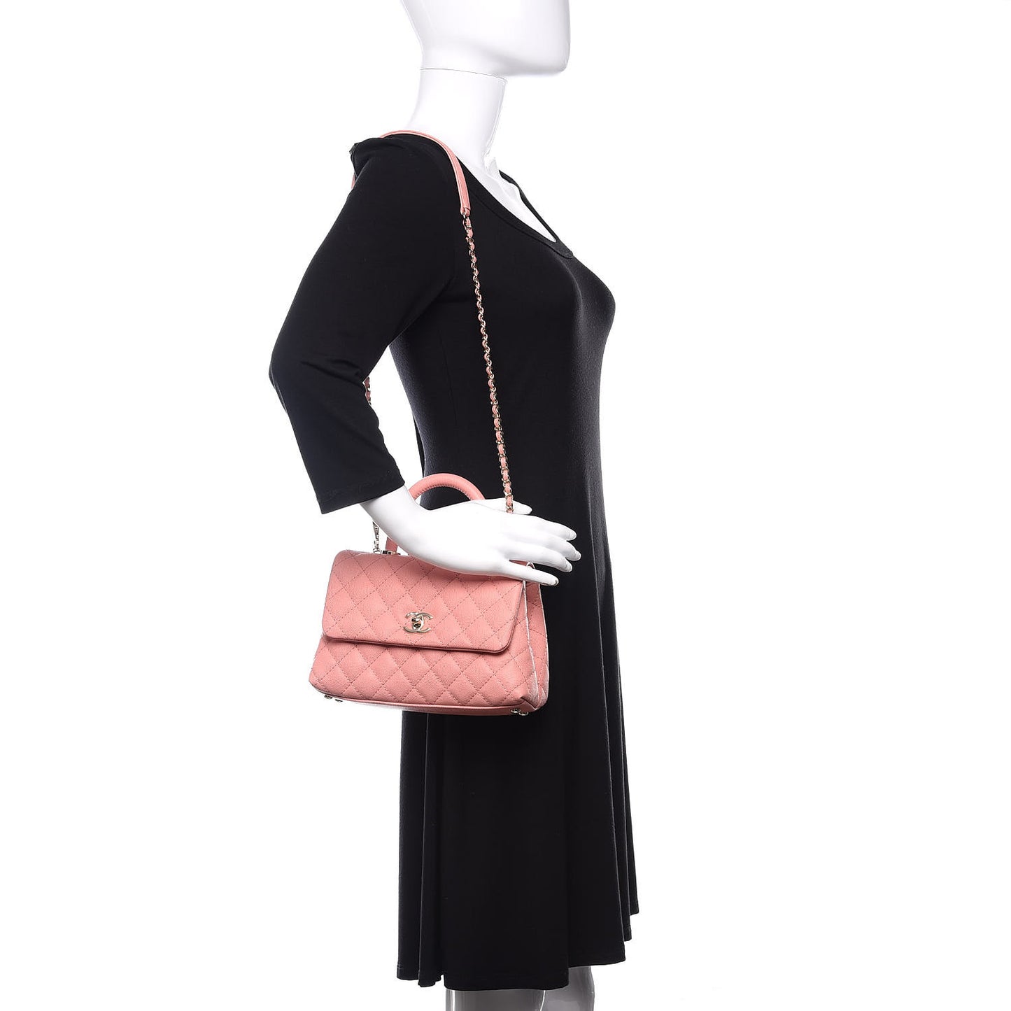 Caviar Quilted Mini Coco Handle Flap Pink