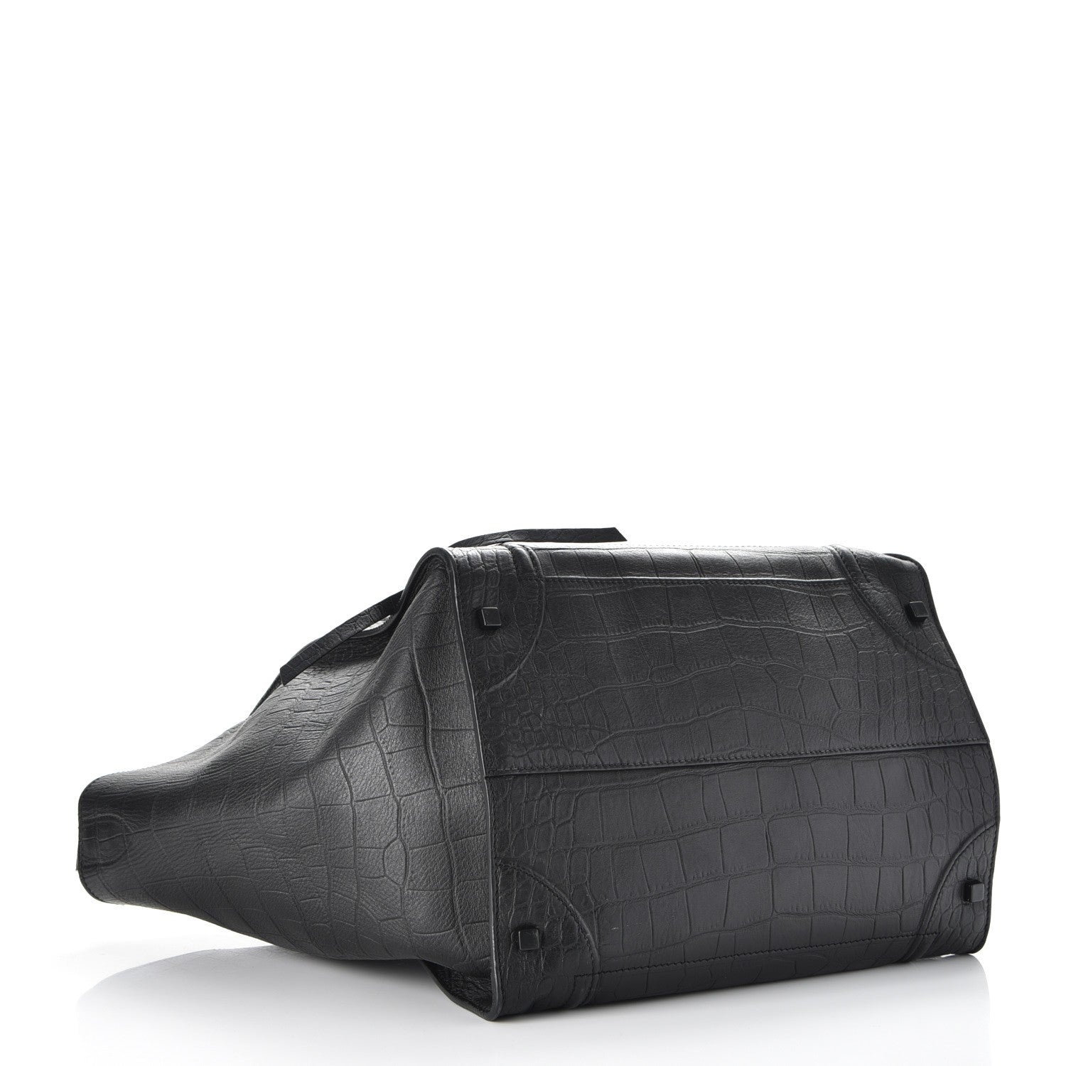Celine Crocodile Embossed Calfskin Large Phantom Luggage Black 4 of 14