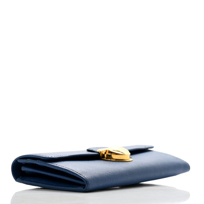 Prada Saffiano Tuc Continental Flap Wallet Azzurro 5 of 15