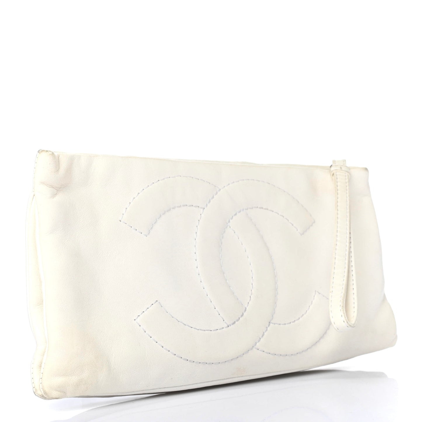 Lambskin Patent Clutch White Black