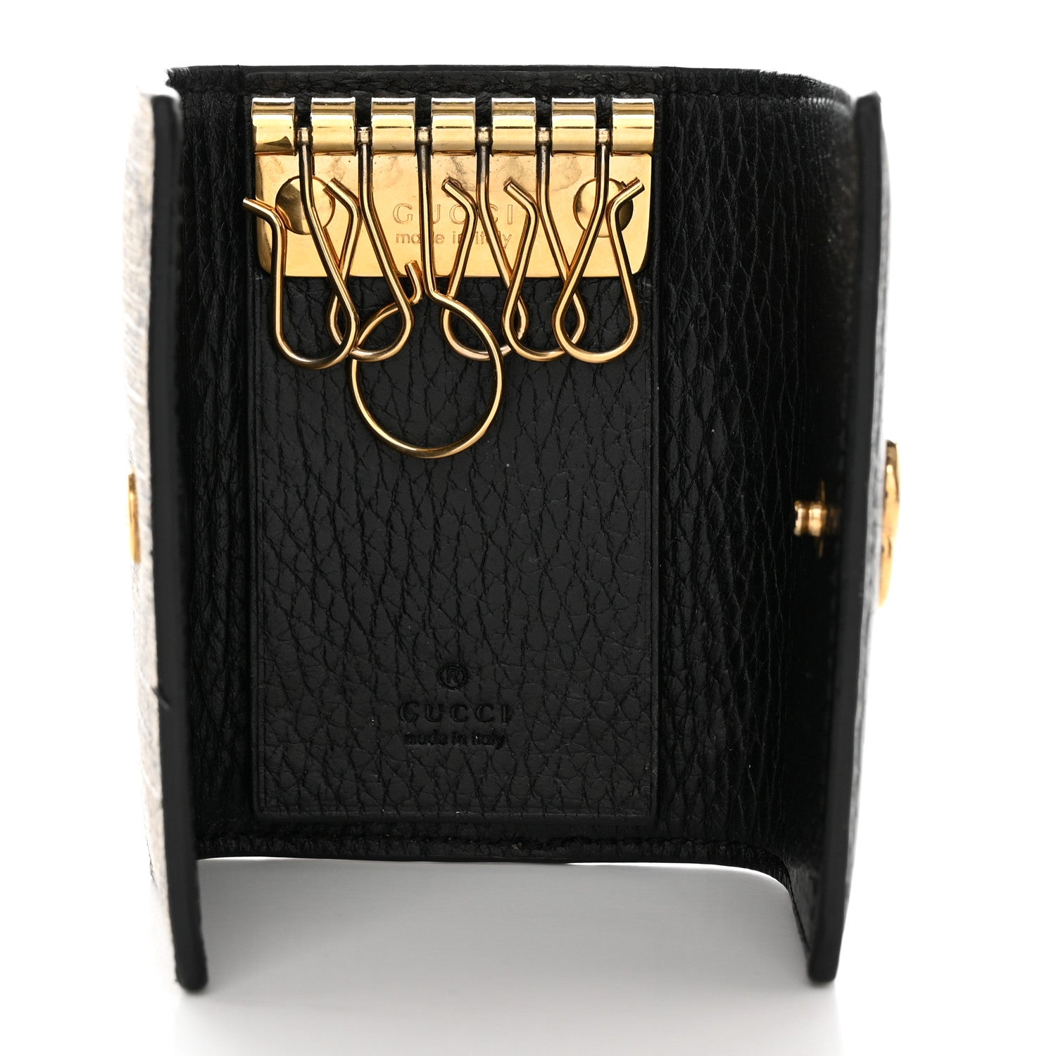 Gucci Dollar Calfskin GG Supreme Monogram GG Marmont 6 Key Holder Case Black Beige Ebony 5 of 11