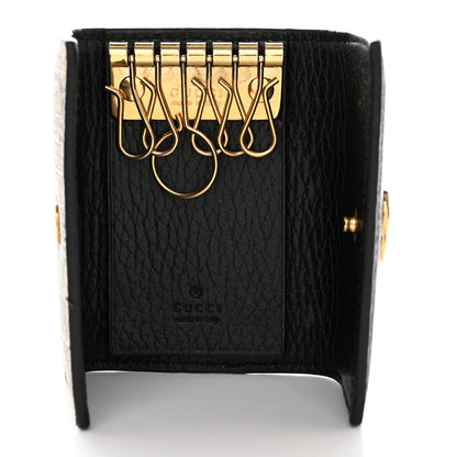 Gucci Dollar Calfskin GG Supreme Monogram GG Marmont 6 Key Holder Case Black Beige Ebony 5 of 11