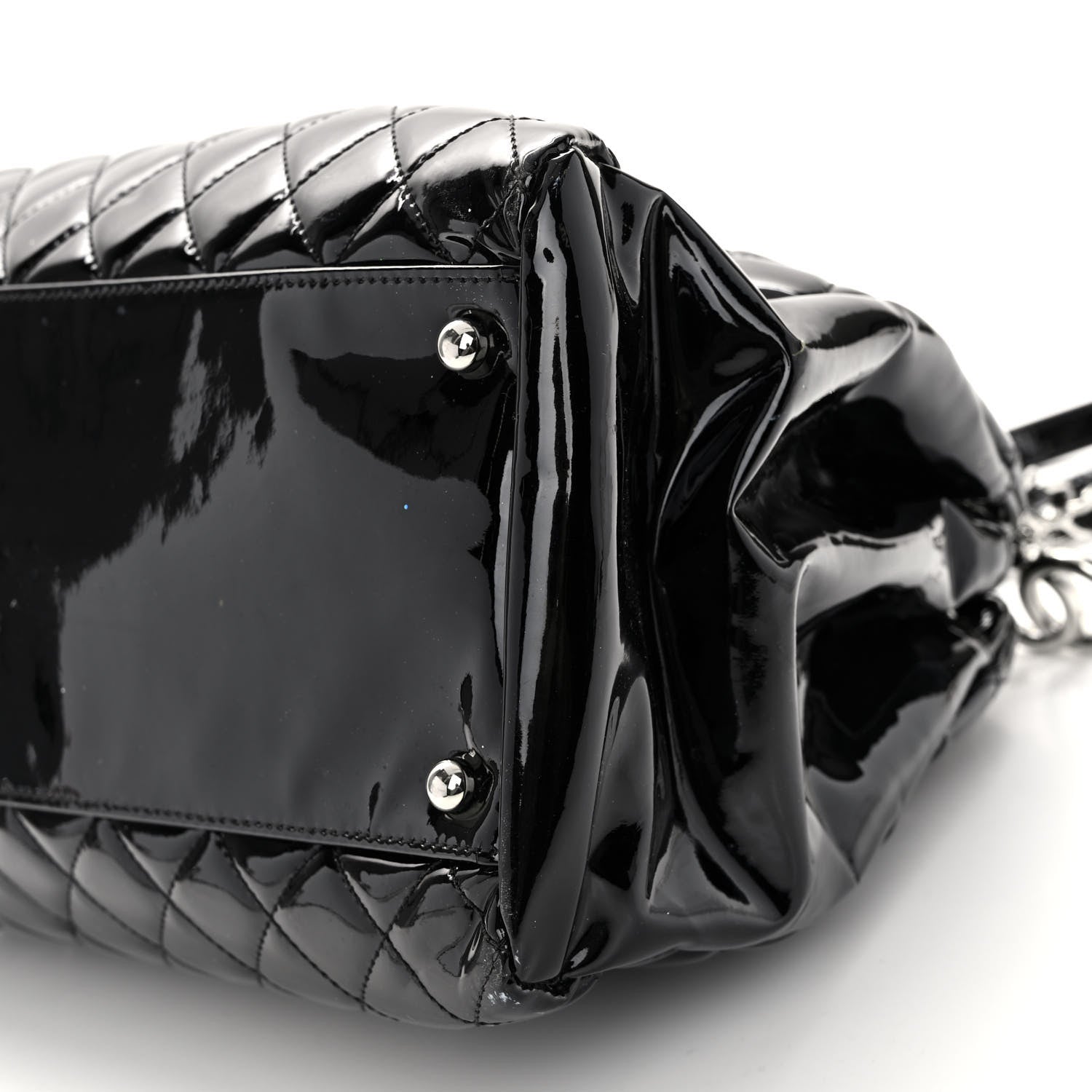 Chanel Patent Quilted Large Just Mademoiselle Bowling Bag Black 12 of 14