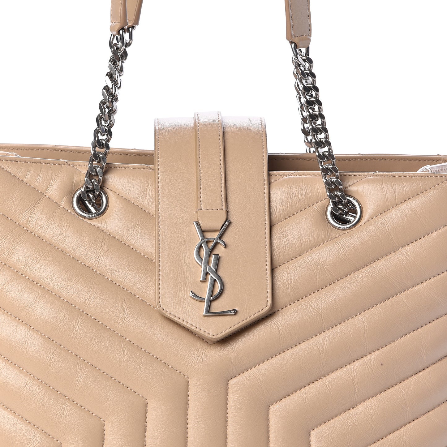 Calfskin Y Quilted Monogram Large Loulou Shopper Nude Powder
