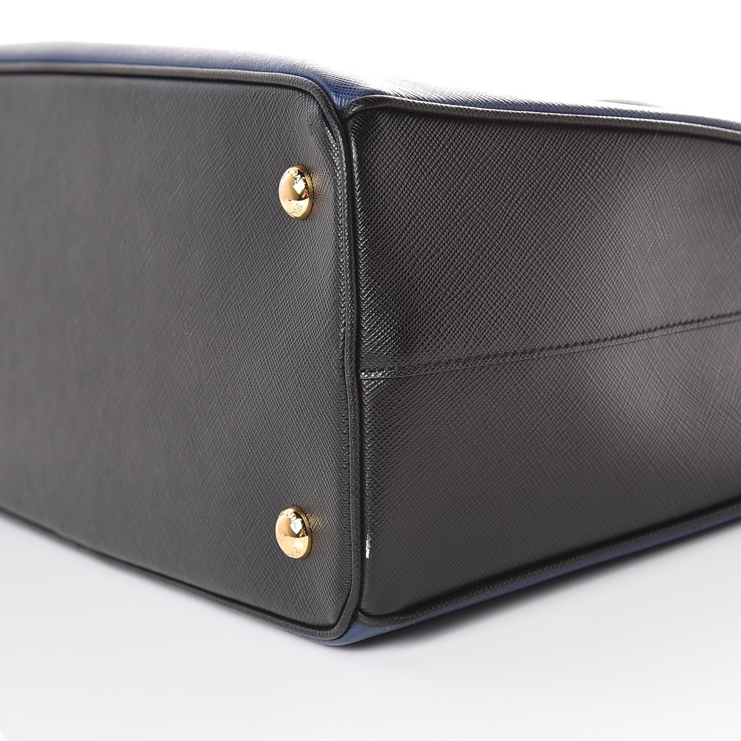 Prada Saffiano Lux Bi-Color Medium Tote Bluette Black 11 of 13