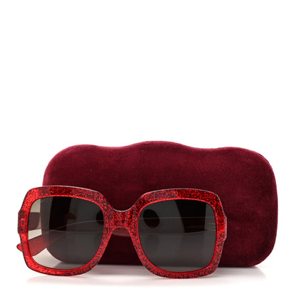 Gucci Acetate Square Frame Sunglasses GG0036S Glitter Red 8 of 8