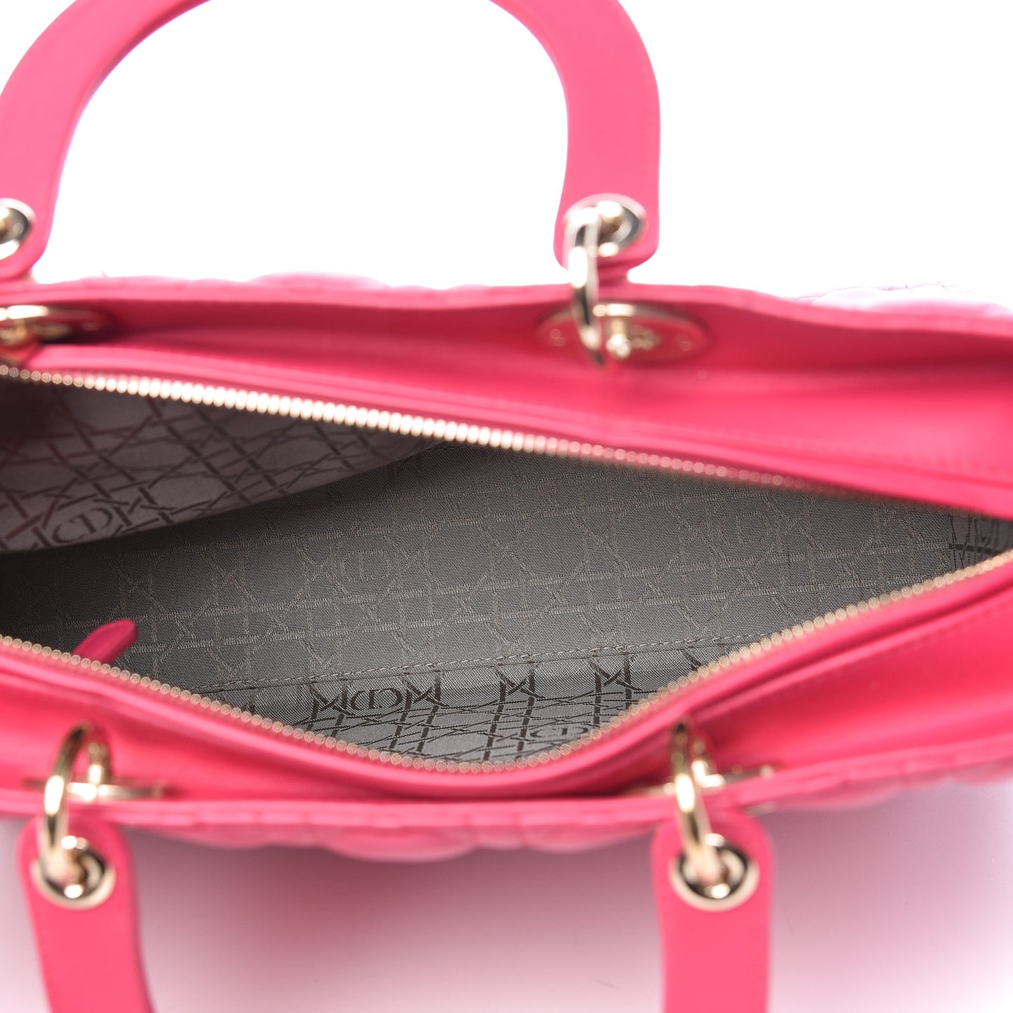 Lambskin Cannage Large Lady Dior Fuchsia