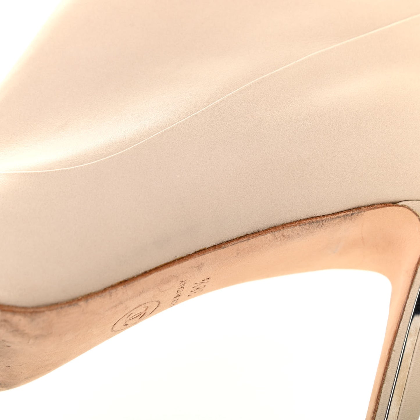 Lambskin Cap Toe CC Ankle Boots 38.5 Beige Black