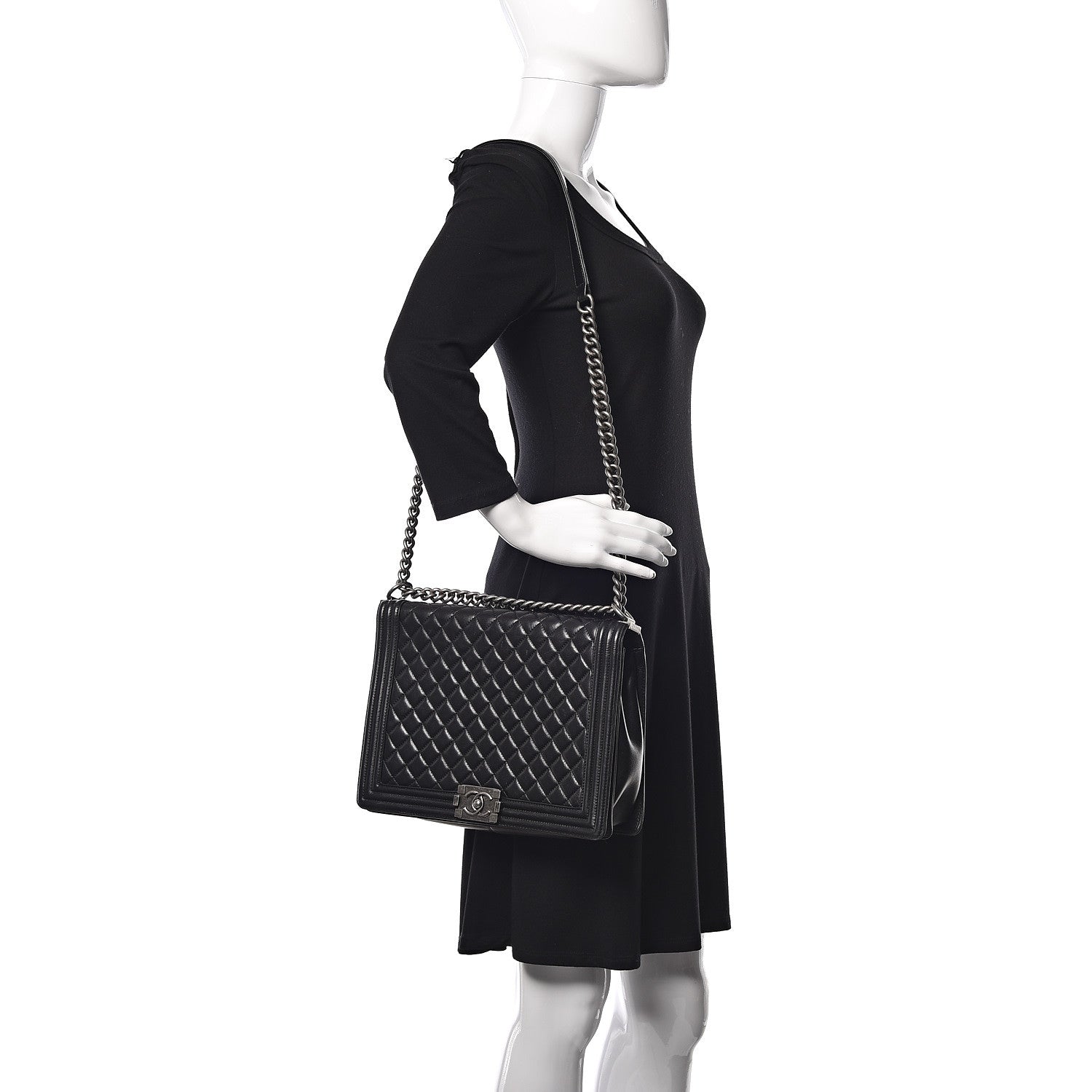 Chanel Lambskin Quilted Large Boy Flap Black 2 of 12