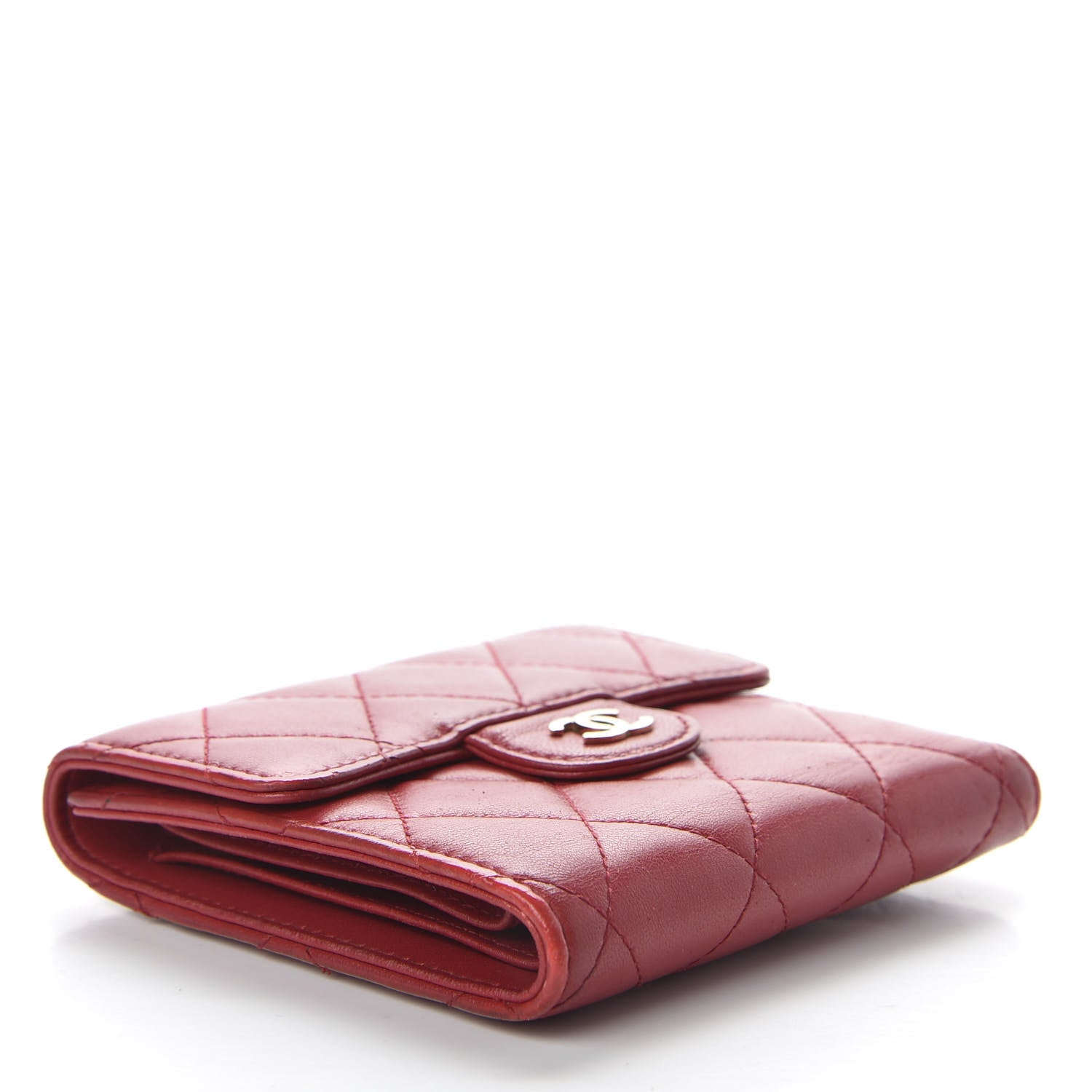 Chanel Lambskin Quilted Small Compact Wallet Red 4 of 8