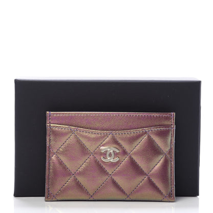Chanel Iridescent Lambskin Quilted Card Holder Purple 10 of 10