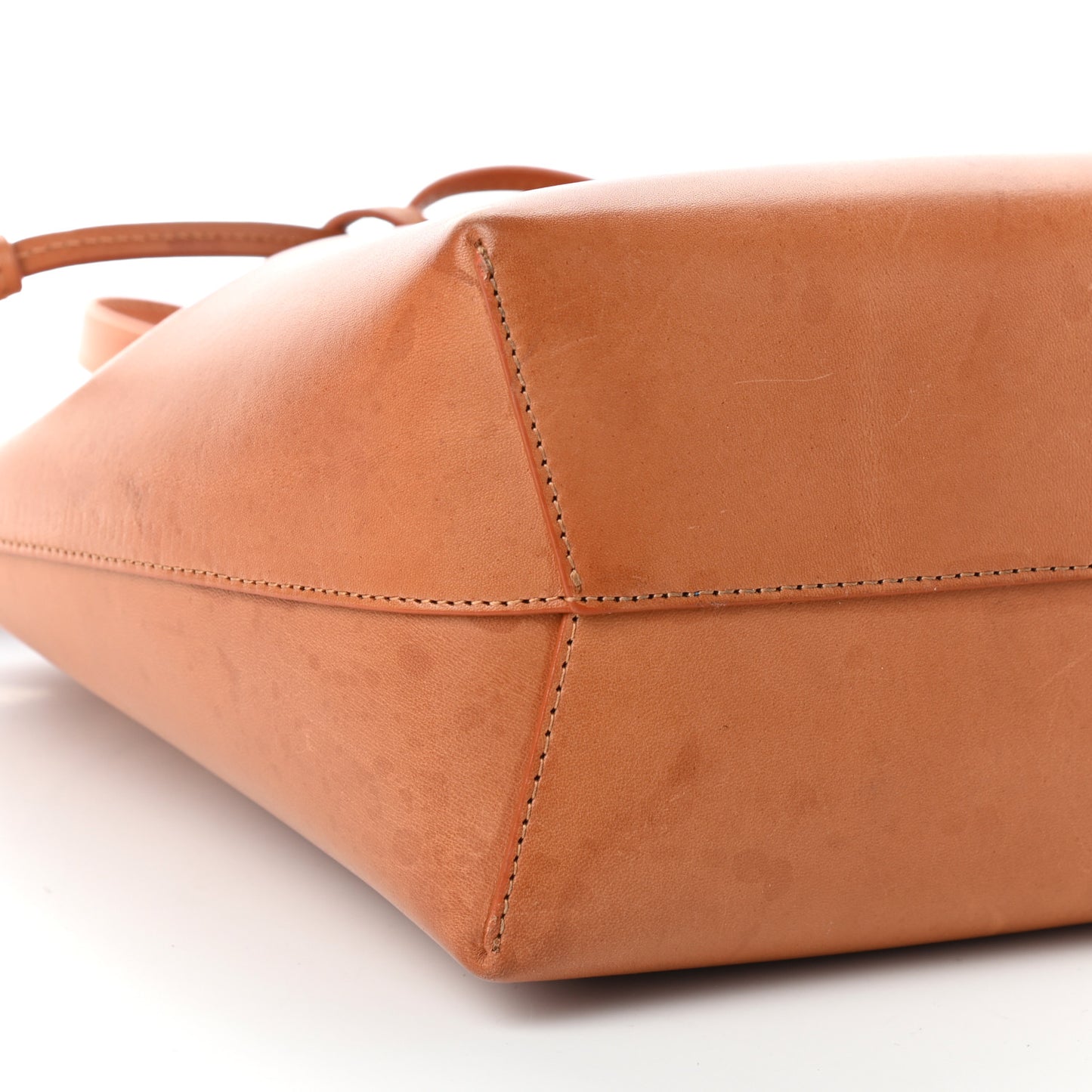 Vegetable Tanned Calfskin Mini Bucket Bag Camello Azzurro