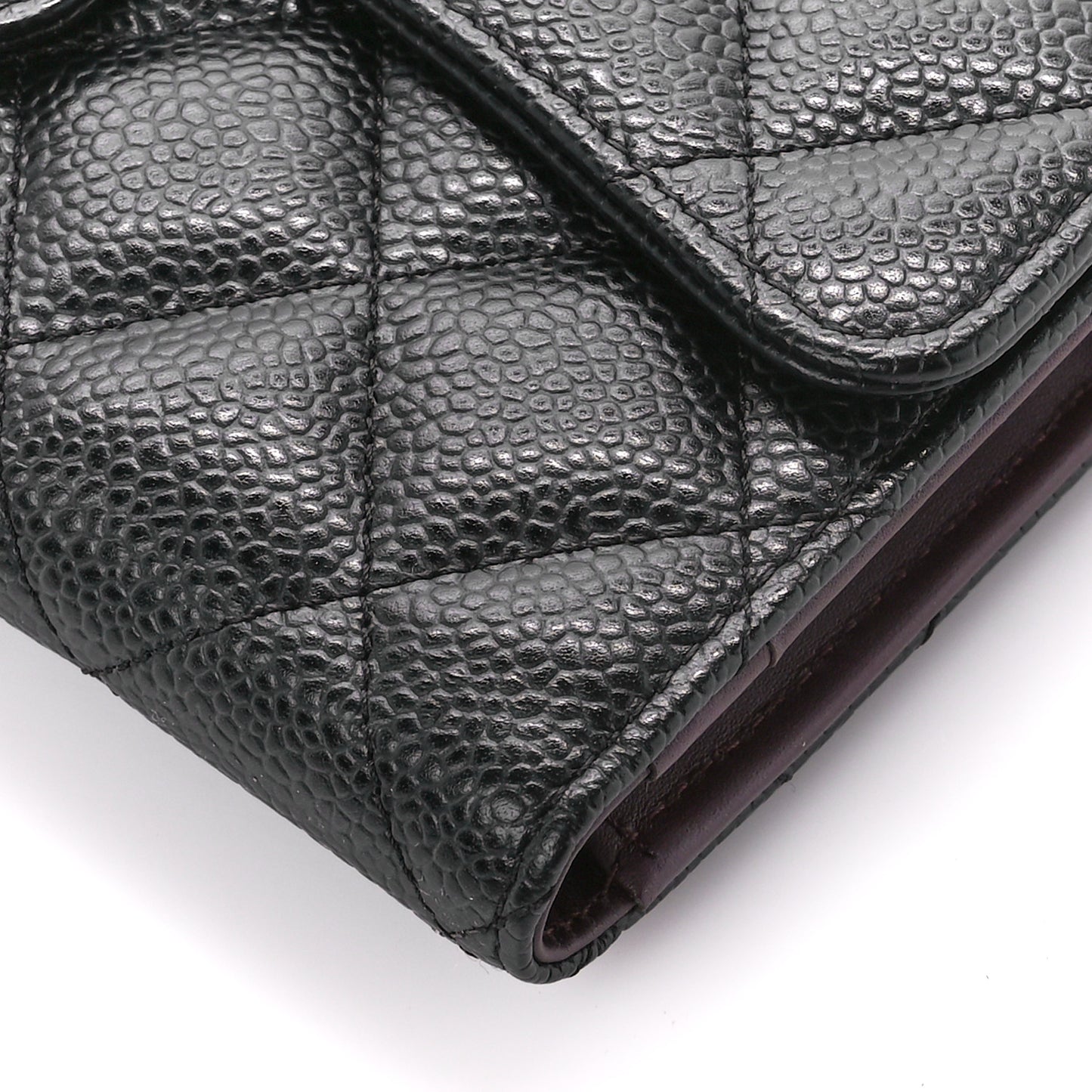 Caviar Quilted Large Flap Wallet Black