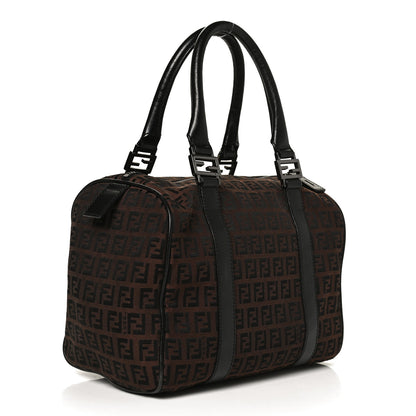 Fendi Zucchino Canvas Small Forever Boston Brown Black 3 of 12