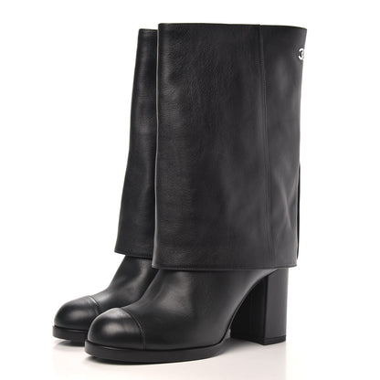Chanel Calfskin Pearl CC Short Boots 35.5 Black 3 of 8