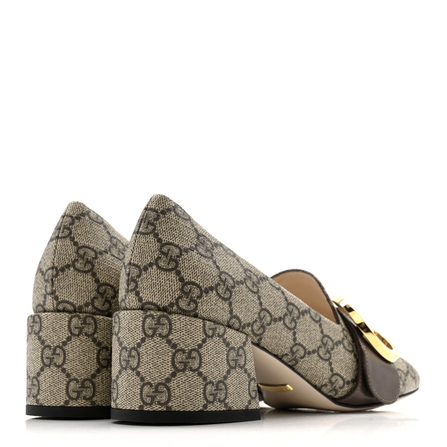 Gucci GG Supreme Monogram Malaga Kid Blondie Pumps 35.5 Beige Ebony New Acero 5 of 13