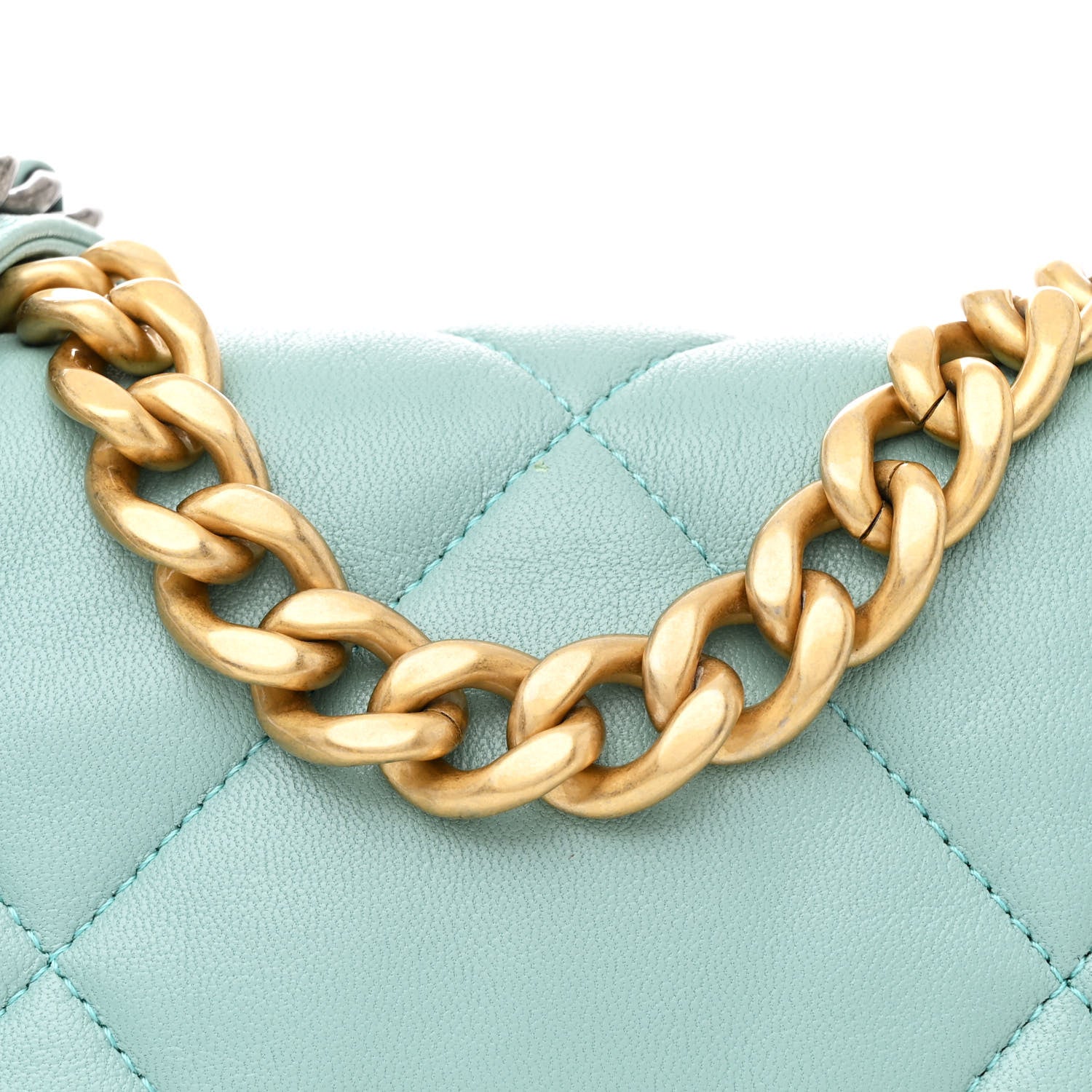Chanel Shiny Lambskin Quilted Medium Chanel 19 Flap Neon Blue 8 of 10