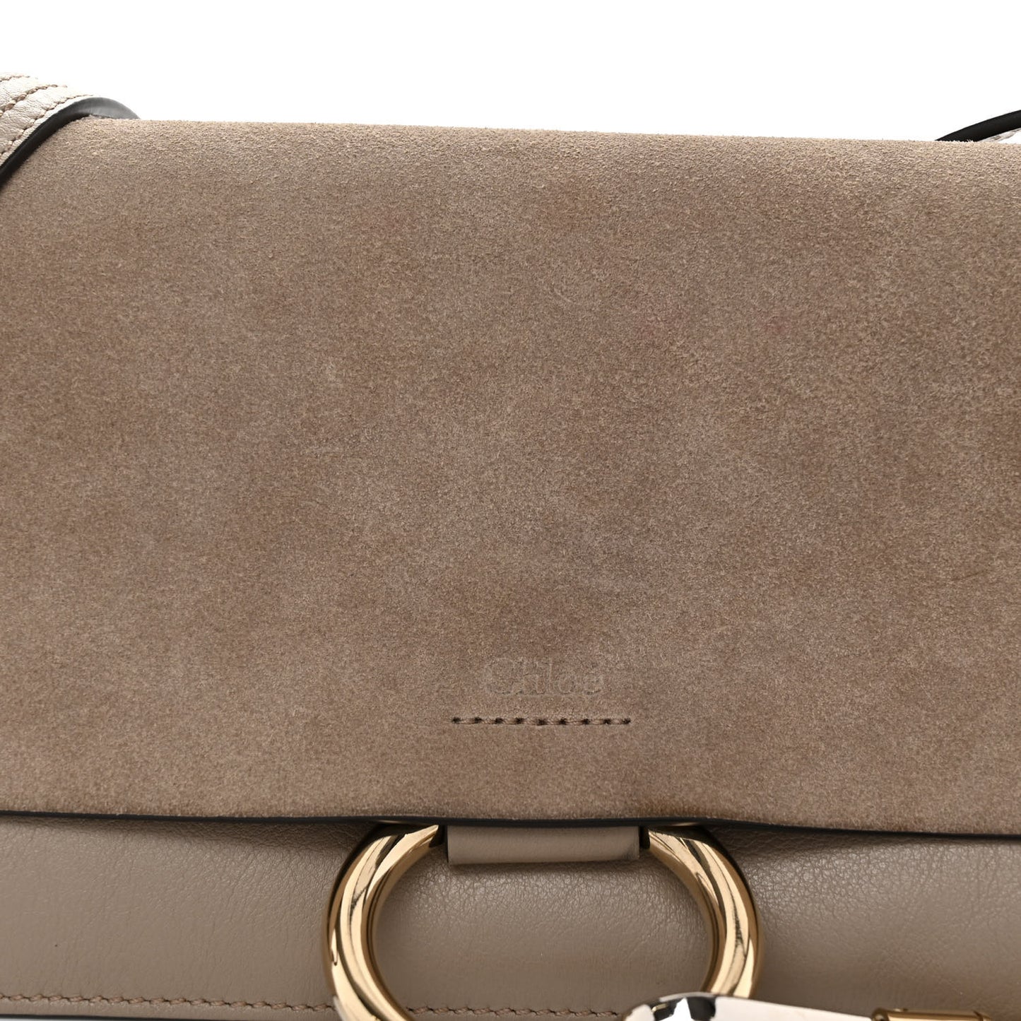 Suede Calfskin Small Faye Shoulder Bag Motty Grey