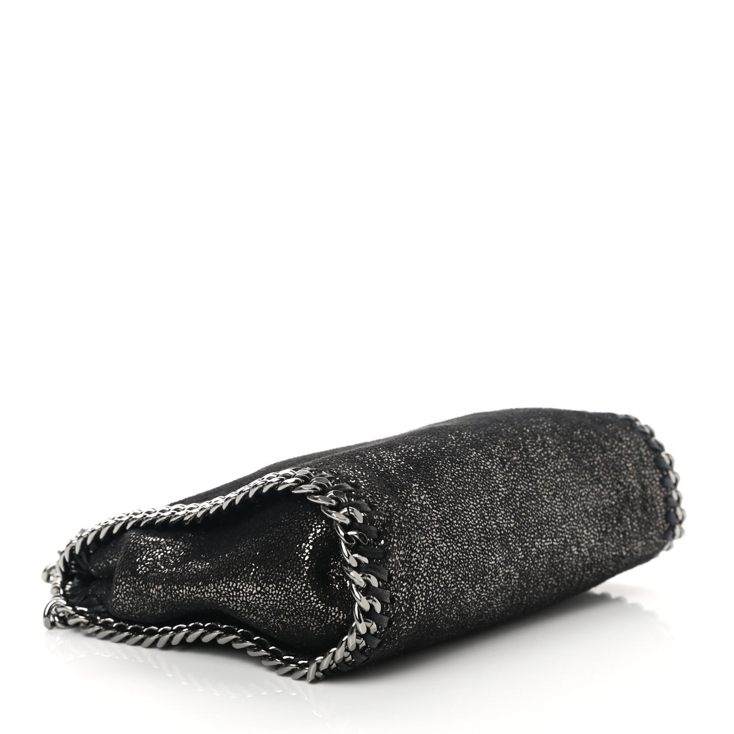 Chamois Shiny Dotted Tiny Falabella Fold Over Tote Ruthenium
