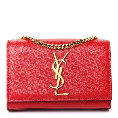 Saint Laurent Grain De Poudre Small Monogram Kate Satchel Red 1 of 4