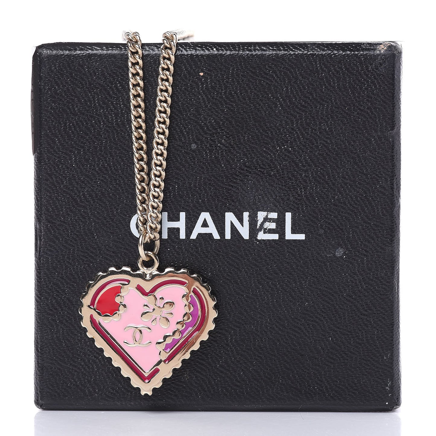 Enamel Heart CC Necklace Gold