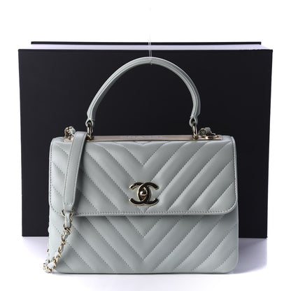 Chanel Lambskin Chevron Quilted Small Trendy CC Dual Handle Flap Bag Light Green 12 of 12