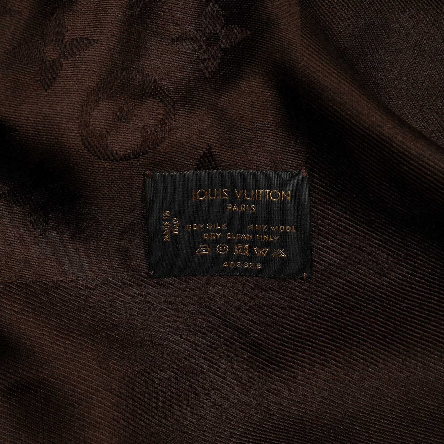 Silk Wool Monogram Shawl Brown