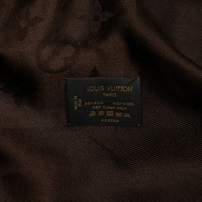 Louis Vuitton Silk Wool Monogram Shawl Brown 3 of 4