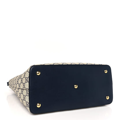 Gucci GG Supreme Monogram Linea A Foldover Tote Beige Blue 4 of 12