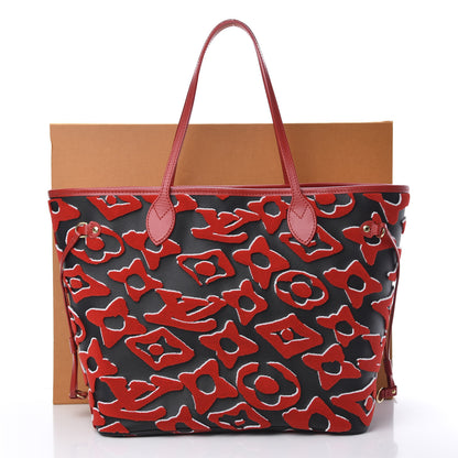 Louis Vuitton X UF Tufted Monogram Neverfull MM Black Red 10 of 10