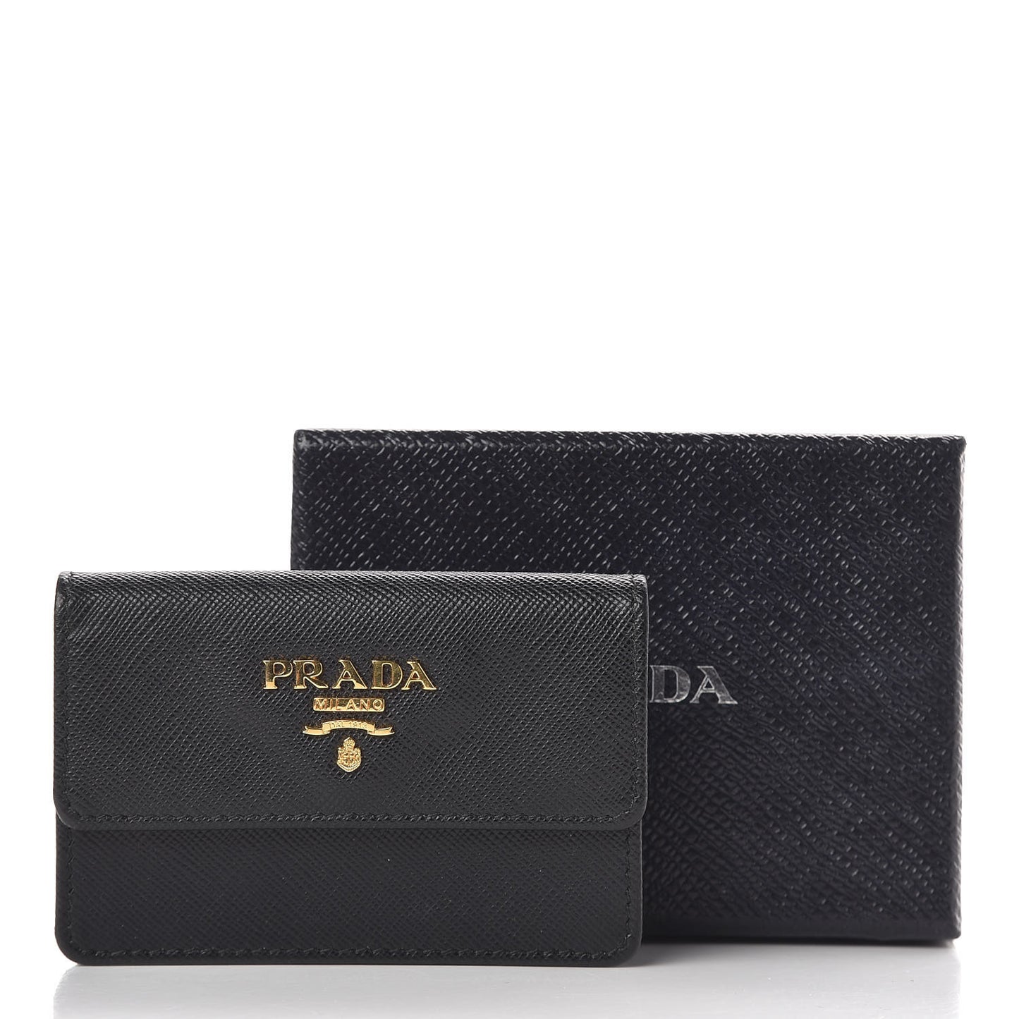 Saffiano Metal Flap Card Holder Black