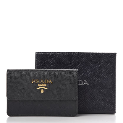 Prada Saffiano Metal Flap Card Holder Black 8 of 8