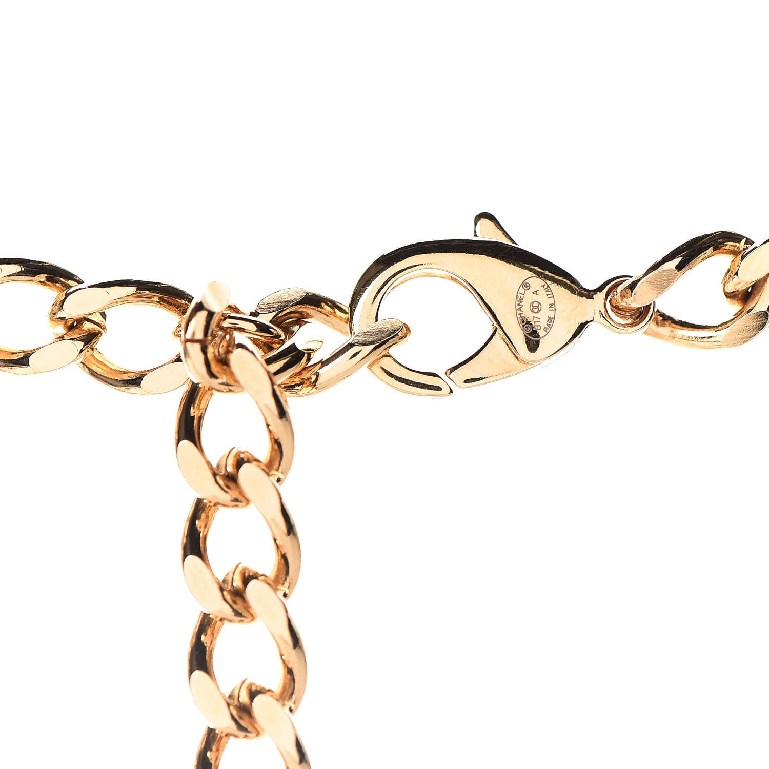 Chanel Glazed Calfskin Crystal CC Camellia Long Necklace Gold 6 of 7